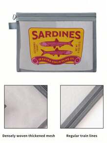 Mesh Large-Capacity Portable Cosmetic Bag With Cartoon Pattern, College Style Charger Storage Bag, Air Cushion Storage Portable Storage Bag, Cosmetic Bag, Cosmetic Storage Bag, Skin Care Product Bag, Travel Essentials, Dormitory Supplies