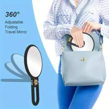 1pc Handheld Magnifying Glass 15x/30x Magnification, Double-Sided Travel Compact Folding Makeup Mirror, Princess Mirror