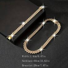 2pcs Hip Hop Style Funky Cuban Chain Necklace Plus Bracelet, Unisex Rapper's Jewelry Set ,Perfect Gift For Cool Friends - Set - View 12