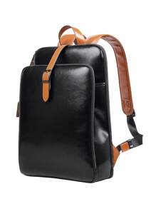 Mochila de negocios de 15.6 pulgadas de cuero genuino para hombres, bolsa de laptop de gran capacidad de cuero de vaca - Negro - Ver 10