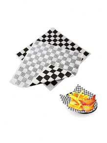 30/50/100 lembar Kertas Pembungkus Kotak-kotak, Kertas Pembungkus Roti Anti Minyak, Kertas Pembungkus Kue, Kertas Lilin Kering Kotak-kotak, Kertas Hamburger Kotak-kotak, Kertas Pembungkus Lilin - MultiWarna - View 6