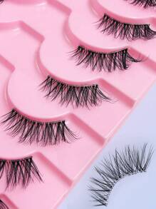 Asiteo 10对自然卡通猫眼假睫毛，透明短款柔软3D仿貂毛蓬松假睫毛，睫毛嫁接工具，适合开斋节、求婚、单身派对、新娘派对、假日、海滩、约会、聚会等场合。 - 眼尾拉長款 - 查看 7