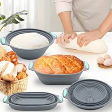 2 件装硅胶面包发酵篮，可折叠耐高温大容量面团发酵碗，家用烤箱烘焙面包醒发碗，面包烘焙模具，厨房用品 - 灰色 - 查看 4