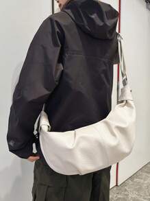 peach tree 1 件 PU 皮革新月斜挎包，可调节肩带，拉链开合，适合年轻人的休闲斜挎包，适合春季、圣诞节、男女通用的礼物