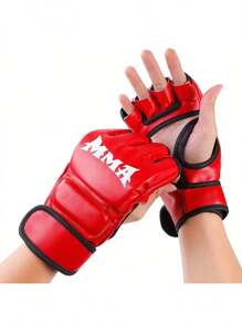 1 pieza Guantes de boxeo para adultos, guantes con media-palma sin dedos con garra de tigre MMA acolchados, ideales para regalos de cumpleaños, Navidad, fiestas