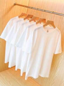 playera liso, cuello redondo, 100% algodón - Blanco - Ver 2