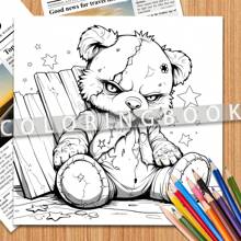 1 pieza, 7,9*7,9 pulgadas, Libro para colorear para adultos con tema lindo y espeluznante, regalo perfecto para familia y amigos en cumpleaños, Navidad, Halloween y otras fiestas, excelente para aliviar el estrés, 24 páginas, impresión de una sola cara (diseño original), de vuelta a la escuela, útiles escolares