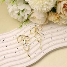 1 件时尚简约金属蝴蝶结设计耳环，适合日常佩戴 - 金色 - 查看 4