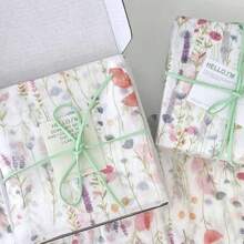 10 Blatt Blumen Seidenpapier Wildblumen Seidenpapier Vintage Lila Lavendelgeschenkpapier für Hochzeit Brautparty Geburtstag Partydekoration DIY Basteln, 50cm*35cm