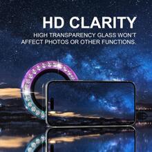 Multi-Color Camera Lens Tempered Glass Protector, Rhinestone Bling Bling, Fashion & Premium, Perfect Compatible With IPhone 16 15 14 13 12 Pro Max Plus Mini Tempered Glass Camera Lens Protector
