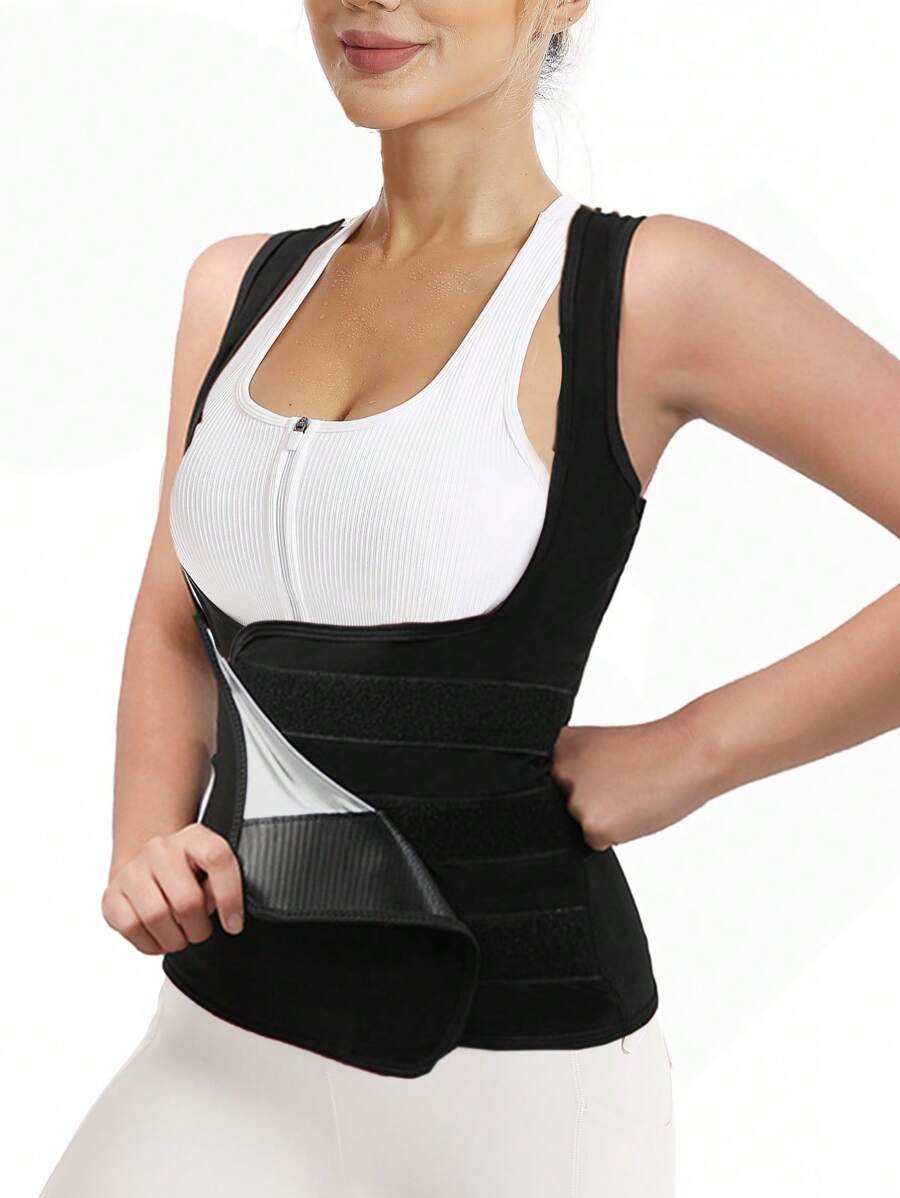 ARUNOW 女士桑拿服 女士束腰背心 女士汗蒸背心 塑身衣 束腰训练器 紧身胸衣 - 灰色 - 查看 1