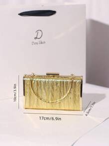 Elegant Metallic Striped Ruched Faux Leather Clutch Bag - Women's Chain Shoulder Handbag, Perfect Choice For Weddings, Parties, Galas And Formal Events