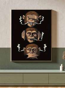 5D DIY 钻石画马赛克 - 个性化猴子，钻石艺术套件，家居和景观墙面装饰，圣诞节、情人节、万圣节、感恩节送给朋友的完美礼物 - 黑色 - 查看 5