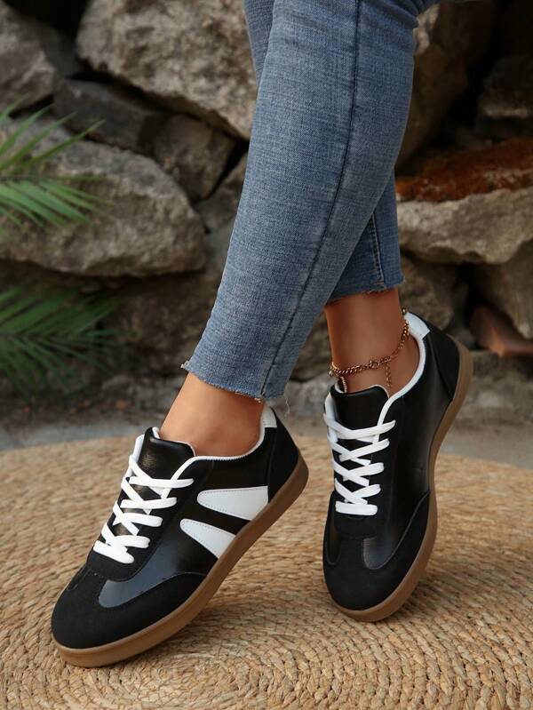 Women's Fashion Style Flat Casual Sneakers, Size 3.5-9.5, Comfortable, Versatile, Shock-Absorbing, Non-Slip, Worn For Spring & Autumn
