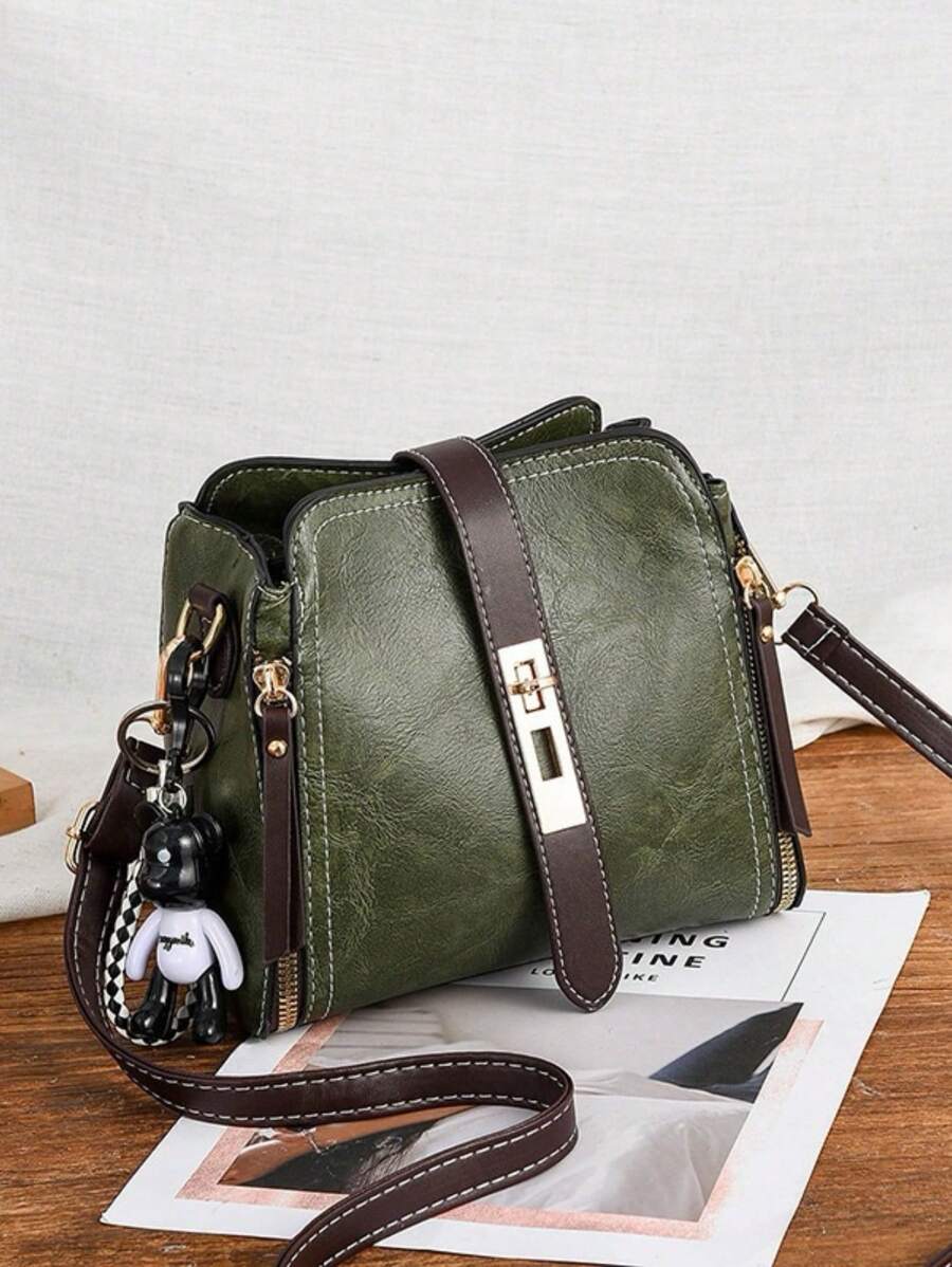 Women's Small Crossbody Shoulder Bag With Keychain [Dx2360A]