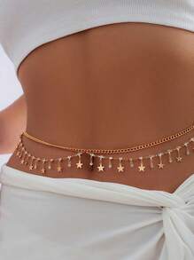 1 pezzo Catena da vita in stile retrò da donna con più strati di cristalli e pendente a stella, decorazione alla moda per la vita