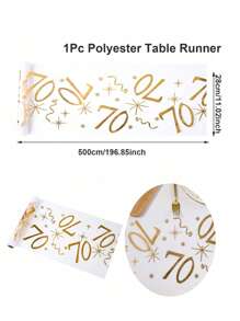 1pc,18/30/40/50/60/70 Years Old Polyester Table Runner,275*28cm,Hot Stamping Mesh Design Table Runner,18th Birthday Party Table Decor,40th 50th 60th Anniversary Retirement Party Supplies,Birthday Party Table Cover