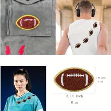 6pcs Soccer Appliques, Velvet Soccer Patch With Gold Edge, Soccer Embroidered Patches For DIY Sewing Clothing