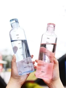 1PC 500ml Clear Plastic Water Bottle, Time Marked Non-Slip Lid And Lid, Portable Water Bottle, Reusable Water Bottle, Suitable For Drinks, Juices, Sodas, As A Gift For Travel, Sports, Student Mountain Biking, Gym, Outdoor