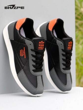 BHZPE 男士拼色时尚白色运动鞋，适合户外训练，防滑舒适跑步鞋