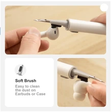 Kit di pulizia compatibile con Airpods Pro Pro2 1 2 3 4 Penna di pulizia multifunzione con spazzola morbida Spugna floccata per auricolari Bluetooth Strumenti di pulizia della custodia Bianco
