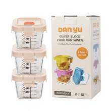 1set/3pcs Glass Baby Food Containers, Child Food Preservation And Sealed Storage