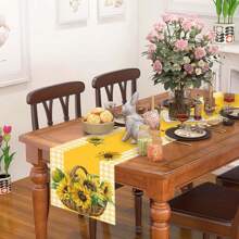 1 PIEZA Camino de mesa de primavera con diseño de girasol, otoño, mantel de granja, soleado, decoración de granja de primavera, verano y otoño para el hogar y la cocina