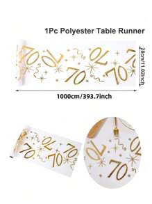 1pc,18/30/40/50/60/70 Years Old Polyester Table Runner,275*28cm,Hot Stamping Mesh Design Table Runner,18th Birthday Party Table Decor,40th 50th 60th Anniversary Retirement Party Supplies,Birthday Party Table Cover