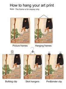 1 tấm tranh in canvas hiện đại tối giản trang trí - Vũ công trên sách xếp chồng, tranh treo tường không khung, thích hợp cho phòng khách, phòng ngủ, văn phòng tại nhà, phòng ăn - Áp phích trong nhà thời trang - Quà tặng lý tưởng để trang trí nhà cửa - Nhiều màu - Xem 6