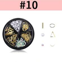 6 Grid 3D Nail Decoration Pendant Alloy Butterfly Shell Seahorse Starfish Pearl Ruby Color Round Beads 3D Metal Pendant Suitable For Nail Art Jewelry Making Technology DIY Nail Charms Nail Gems Nail Supplies