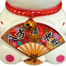 Small Lucky Cat Coin Bank - Feng Shui Maneki Neko Ceramic Piggy Bank For Good Luck & Prosperity, Feng Shui Ornament Money Fortune Cat Gift Decorations For Home, Office, Store - 4.75" Height - 風扇 2 - 查看 4