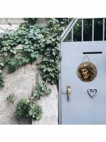 1 pièce Panneau décoratif en bois rond 2D plat vintage pour le Vendredi saint, signe décoratif de Jésus, ornement suspendu festif, décoration murale saisonnière, parfait pour Pâques, Épiphanie et décorations de Noël