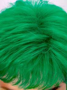 Peluca corta estilo pixie verde para mujer, peluca sintética de moda con gorra de red de rosa transpirable, versátil para el Día de San Patricio, festivales de música u Halloween