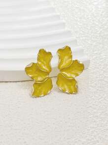 Fashion Elegant Half Flower Stud Earrings For Women - Yellow - View 3