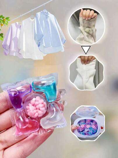 100pcs 5-In-1 Laundry Detergent Pearls, Long-Lasting Fragrance, Heavy-Duty Stain Removal, Color Protection, Concentrated Laundry Liquid, Fabric Softener, Anti-Bacterial, Suitable For Washing Machines