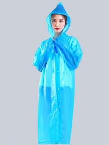 1 件便携式加厚 EVA 透气雨衣，适合户外徒步成人连帽雨衣，多色可选 - 彩色 - 查看 9