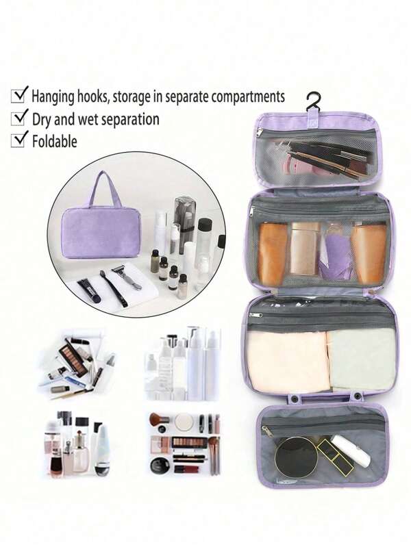Large Hanging Hook Toiletry Bag Waterproof Folding Handbag Travel Makeup Cosmetic Razor Storage Bag For Women Makeup Bag School Supplies School Stuff For College Dorm For Student Travel Wash Bag Toiletry Travel Bag Makeup Storage Beach Beach Bag Vacation Holiday Essentials Travel Essentials Ladies Bathroom