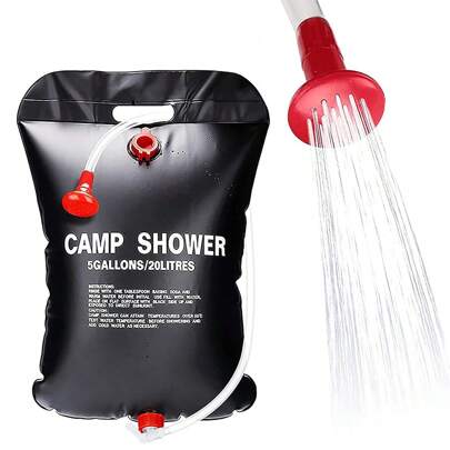 20L Portable Camping Shower Bag With Removable Hose And On-Off Switchable Shower Head For Outdoor Camping & Traveling, Two Styles Shipped Randomly