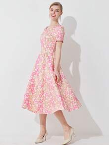 女士精致刺绣复古风格提花派对礼服、婚礼宾客礼服、舞会礼服