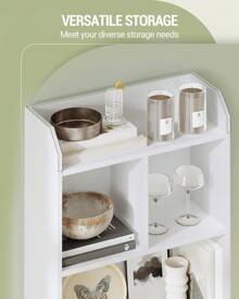 HEXCELEN Regał Regał z 6 przegródkami Półka do przechowywania Stojak Półka do salonu Biuro Sypialnia 24 x 60 x 170 cm - Biały - Zobacz 6