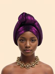 Glitter Fabric African Auto Gele Headtie Nigeria Party Headwear Knoted Turban Cap Women's Head Wraps