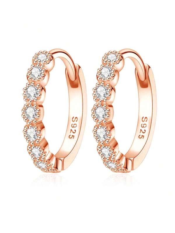 Fashionable Earrings, Minimalist Hoop Earrings, Cubic Zirconia Earrings, Suitable For Daily Wear, Birthday Gift