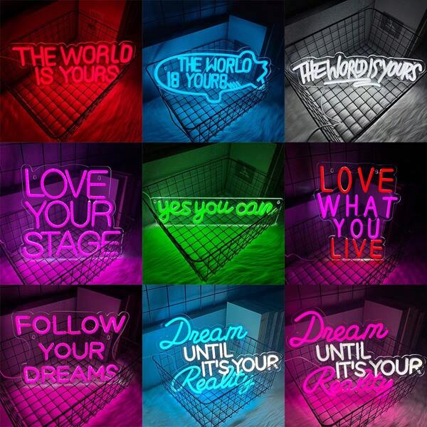 Neon Sign "The World Is Yours", Vibrant Wall Decor, Love Your Stage LED Neon Night Light, Suitable For Study, Office, Studio, Living Room, Game Room, And Party Decoration, USB Powered, Easy To Install, Energy Efficient And Cool To The Touch