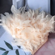 1 Yarda/1 Pieza Recorte de tela con plumas de pavo esponjosas de estilo clásico, accesorios de manualidades hechos a mano y coloridos, adecuado para Halloween, fiestas, bodas, disfraces, bolsos, tocados, decoración de mangas