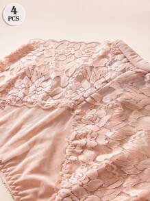 4PCS seksowna koronkowa bielizna modna damska trójkątna majtki dopasowane oddychające majtki wiosenne i letnie swobodne majtki jednolity kolor domowa damska bielizna średni stan elastyczne majtki dla kobiet czarne białe czerwone majtki