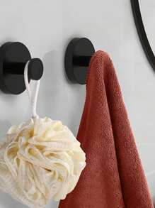 2 stuks bekerhaken voor douche, herbruikbare handdoekhaken voor badkamer, matzwarte douchehaken voor loofah, haken zonder boren, badkamerhaken voor montage op glazen douchedeuren, tegels, spiegels