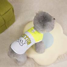 宠物服装 狗背心、趣味文字设计、猫用轻便 T 恤、春夏装 - 黃色 - 查看 12