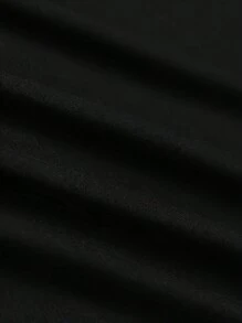 Women's Y2K Black Crop Top T-Shirt With Pink Letter Print - Short Sleeve, Round Neck, Polyester Blend, Machine Washable - 黑色 - 查看 4