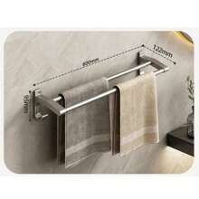 Handtuchhalter, nicht perforierter Badezimmer Wandmontage Aufbewahrungsregal, Badezimmer Handtuchhalter mit doppelter Stange, Badezimmer Aufbewahrungsregal