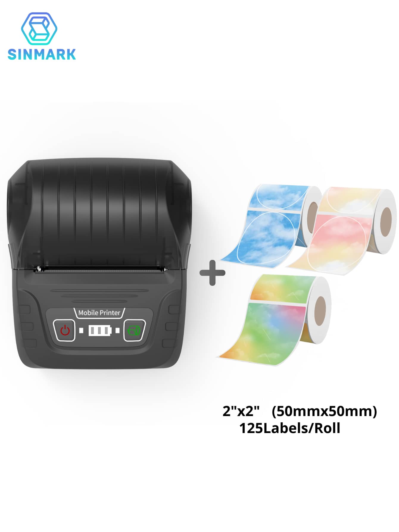 SINMARK SK58 Portable Wireless Label Printer, USB Rechargeable, Compatible With IOS/Android/Windows, Suitable For Barcodes, Apparel, Jewelry, Retail, Shipping, Wireless Connection, Monochrome Output, Suitable For Gift Boxes